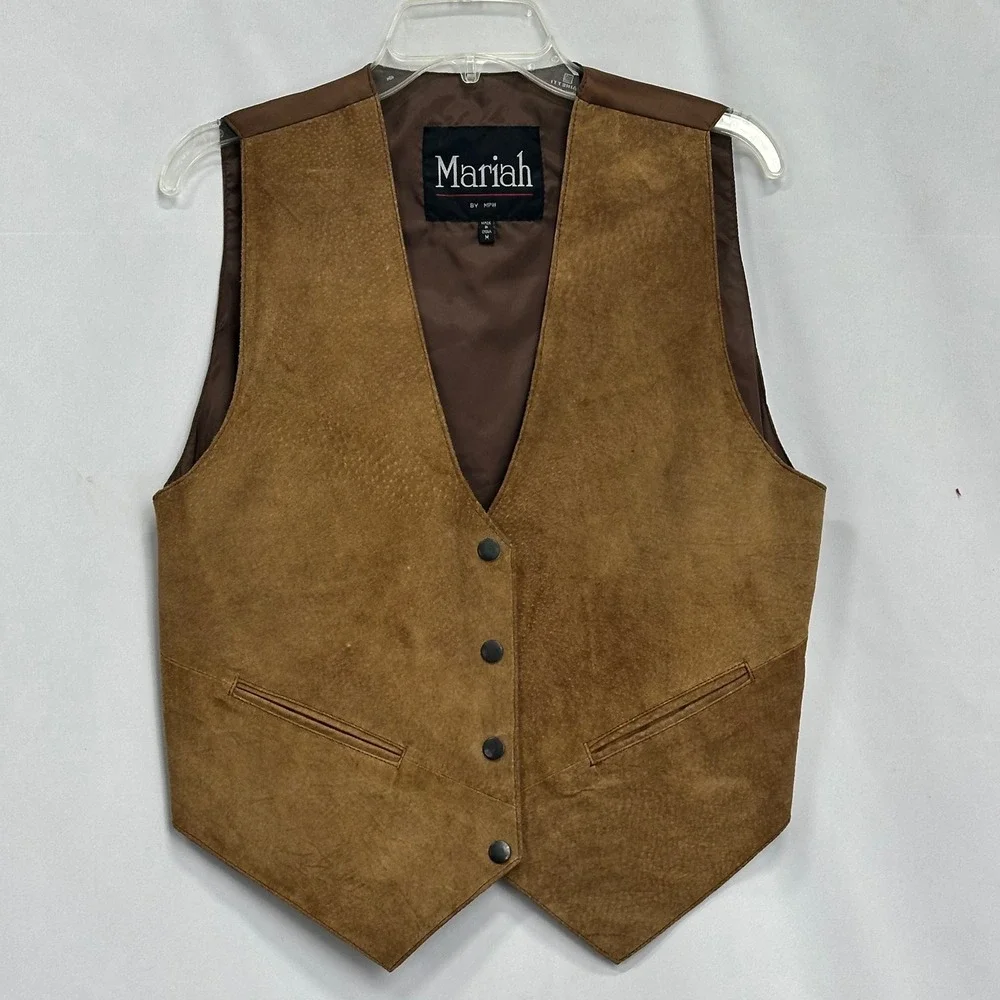 MariahMedium Leather‎ Vest Brown Western Cowboy Vintage Steampunk Americana